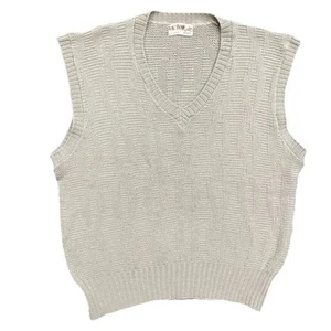 Victor All Wool Vintage 90s Tan Sweater Vest England Made Adult Medium - Picture 1 of 4