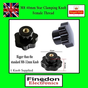 M8 (8mm) 40mm Through Hole Star Clamping Knob Female Thread Fixing Nut UK Seller - Picture 1 of 3