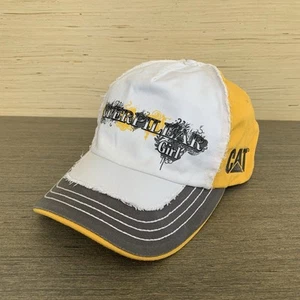Caterpillar Girl CAT Distressed Women's Adjustable Yellow White Graphic Hat Cap - Picture 1 of 13