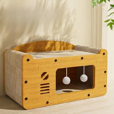 Cat Scratcher House Cardboard Cat House for Small Medium Large Cats Resting - Image 1 of 4