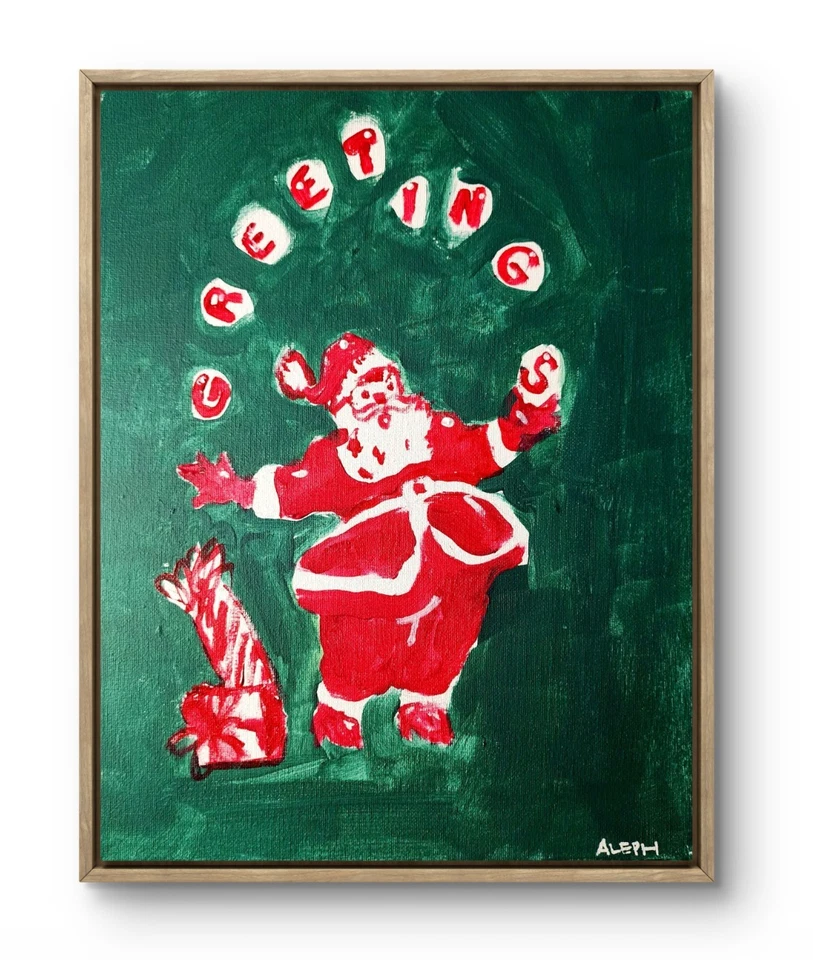 Arte Original Saludos 14x11 Colorido Arte Moderno Navidad Pintura sobre Lienzo Foto 1 de 4