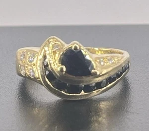 Ring 18 kt Gelbgold 0,75 kt Saphir & 0,15 kt Diamant, UK-Größe N 1/2, 5,2 g - Bild 1 von 5