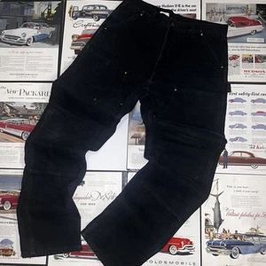 Vintage Carhartt 100071 BLK 36x34 Double Knee Front Flannel Lined Pants - Picture 1 of 16