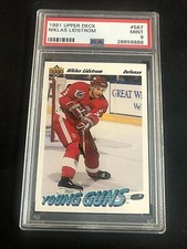 NIKLAS LIDSTROM 1991 Upper Deck YOUNG GUNS Rookie Card #587 PSA 9 MINT RC