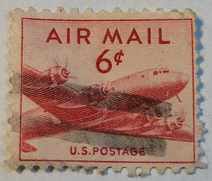 USA Postage ~ AIR MAIL ~ Red 5₵ Cent Stamp ~ Cancelled/Posted ~ Q16 - Bild 1 von 5