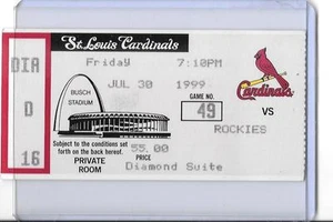 MARK McGWIRE 495th CAREER HOME RUN OF 583 JULY 30, 1999 TICKET - Picture 1 of 2