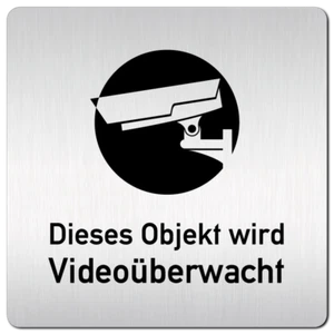 Aluminium Schild 125 x 125 mm "Video überwacht" • Türschild Kamera Überwachung - Picture 1 of 3