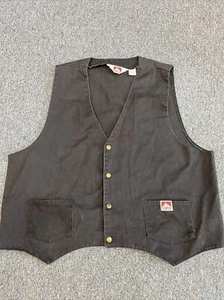 Rare Vintage 90s Ben Davis Black Work Vest Size  XXL Metal Snap Buttons - Picture 1 of 7