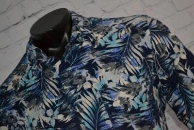 45100-a Tasso Elba Hawaiian Shirt Blue Floral Size Large Adult Mens - Image 1 of 4