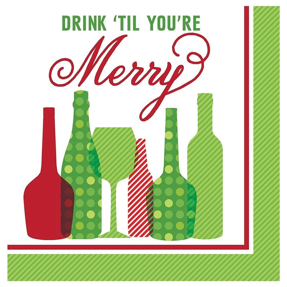 Holiday Toasts Christmas Cocktail Party Paper Beverage Napkins - Drink…Merry - Image 1 of 1