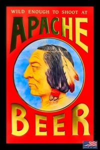 WELTGRÖSSTE ZEICHEN! 8"x12" METALLSCHILD APACHE BIER MEDIZIN MANN HÖHLE BAR DEKOR - Bild 1 von 2