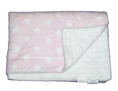 Manta bebé First Impressions rosa blanco a rayas lunares felpa reversible Foto 1 de 2