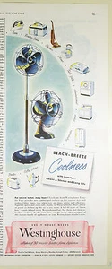 Pubblicità Stampa Rivista Vintage 1948 WESTINGHOUSE FANS Lg Mezza Pg ELETTRODOMESTICI CUCINA - Foto 1 di 1