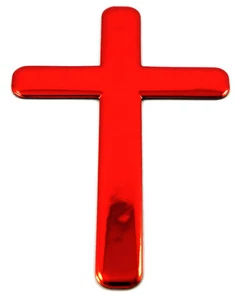 Jesus Cross RED decal emblem 3D sticker car bike auto 2"x3" - Foto 1 di 2