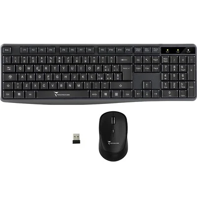 Techmade KM Kit Combo Tastiera e Mouse Wireless USB, Layout ITA QWERTY