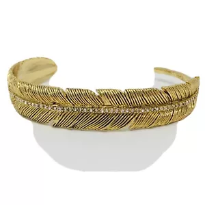 Neu 10K vergoldet Feder Manschette Armband - Bild 1 von 12