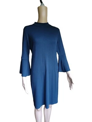 Michael Stars Womens Shift Dress Long Trumpet Sleeve Blue Gray Small  - Image 1 of 4
