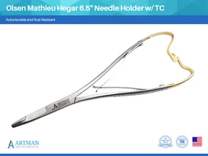 Olsen Mathieu Hegar Needle Holder 6.5 inches with Tungsten Carbide ARTMAN - Picture 1 of 8