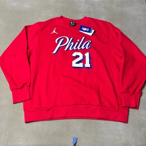 Nike Jordan Philadelphia 76ers Sweatshirt Mens XL Red Joel Embiid #21 NBA - Picture 1 of 7