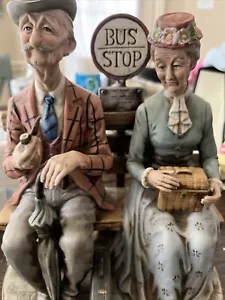 Arcdo Fine Quality Dallas Figurine OLD MAN WOMAN AT A BUS STOP Music - Picture 1 of 5