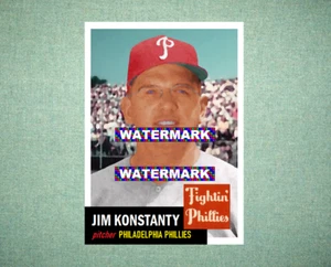Jim Konstanty Philadelphia Phillies 1953 Style Custom Baseball Art Card - Picture 1 of 2