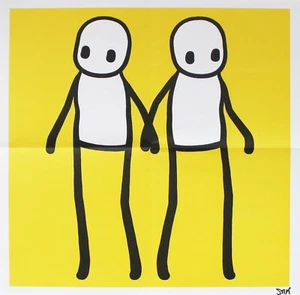 STIK "Holding Hands (Yellow)" Original Offset Litho 2020 Hand Signed - Picture 1 of 1
