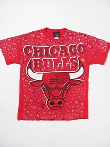 vintage CHICAGO BULLS WATER DROPS 90s All Over Print Magic Johnson T's t-shirt L - Picture 1 of 5