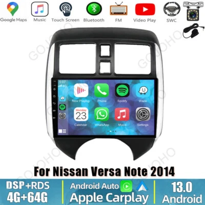 Radio estéreo para automóvil 64 GB para Nissan Versa Note 2014-18 Android 13 navegación Wifi Carplay Foto 1 de 4