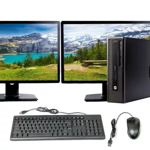 HP AMD Desktop 16GB RAM 256GB SSD Dual 22" LCD Computer Windows 10 Pro Wi-Fi - Picture 1 of 7