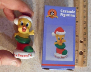 Tweety Vogel Weihnachtsfigur LOONEY TUNES KERAMIK Play by Play Vintage Neu mit Etikett - Bild 1 von 11