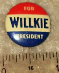 Vintage Willkie Politcal for US President Greenduck Co Chicago Campaign Pin RARE - Bild 1 von 7