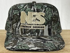 Vintage NES Trench Shoring Camouflage SnapBack Trucker Baseball Hat. Portland. 