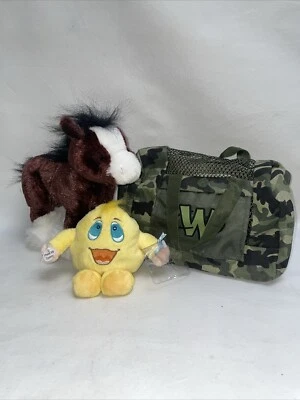 Webkinz Lot Of 3 Camo Carrier Green Bag/Wacky Zingoz/Clydesdale Hose Plush - Image 1 of 4