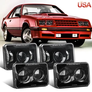 For Ford Mustang 1979-1997 F7000 Bronco 4X6" Square LED Headlights High+Low Lamp - Picture 1 of 16