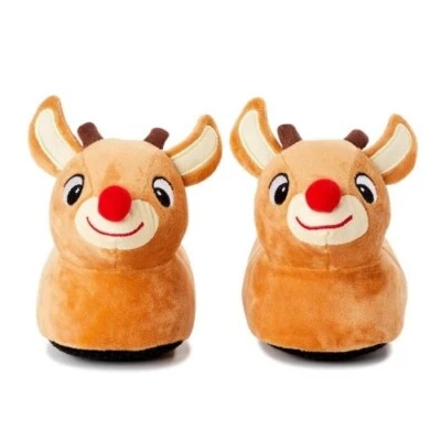 Плюшевые тапочки Rudolph The Red Nosed Reindeer для рождественского ребенка/малыша ясельного возраста размер 1 - Изображение 1 из 4