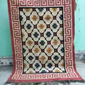 Wool Jute Kilim Rug, Aztec Rug Navajo Rug Vintage Kilim Rug Handwoven Rug - Picture 1 of 8
