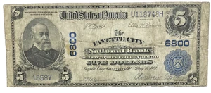 1902 $5 Fayette City, PA Large Size National BankNote CH# 6800 Plain Back Fr 598 - Picture 1 of 8