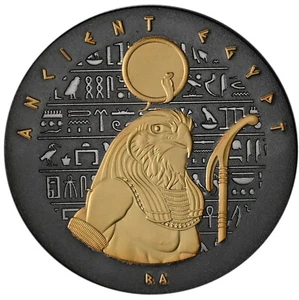 Islas Salomón $1 2019 Antiguo Egipto - RA con níquel negro y chapado en oro - Imagen 1 de 2