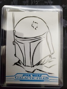 2018 Star Wars Galactic Files Boba Fett 1/1 Sketch Michelle Rayner Artist