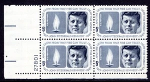 United States Scott #1246 VF MNH 1964 John F. Kennedy Eternal Flame Plate Block - Picture 1 of 1