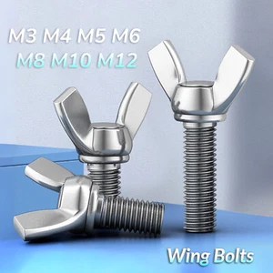 Butterfly Wing Bolts Screws Thumb Screws M3 M4 M5 M6 M8 M10 M12 Stainless Steel - Picture 1 of 71