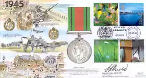 JSMIL18 2000 1945 Medalla de Defensa del Milenio Segunda Guerra Mundial FDC firmado BRIGADIER NIELD - Imagen 1 de 1