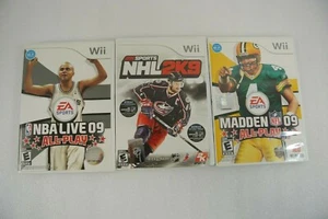 NBA Live 09 All-Play 2K Sports NHL 2K9 Madden NFL 09 Lot of 3 Nintendo Wii EX - Picture 1 of 10