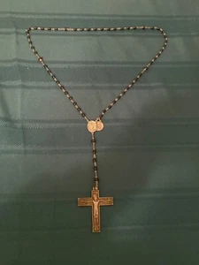 Rare antique french Modernist hand rosary signed PY gilt bronze Creed sterling - Picture 1 of 10