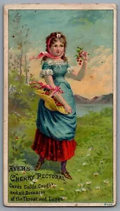 Trade Card c1880s Advertisement Ayers Cherry Pectoral Girl With Basket Cherry A - Bild 1 von 3