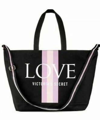 VICTORIA SECRET VS Black LOVE Travel Weekender Tote Bag NEW - Image 1 of 4