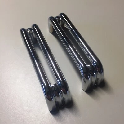 2 Tiradores de cajón de barra dividida de cromo KBC vintage estilo Mid Century Lote D Foto 1 de 4