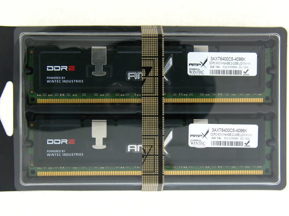 4GB 2x2GB PC2-6400 DDR2-800 Wintec AMPX 3AXT6400C5-4096K Performance Memory Kit - Image 1 of 1