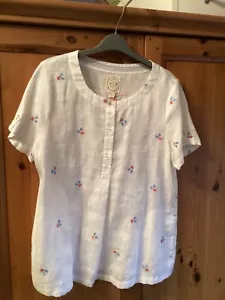 Ladies White Stuff White Linen Star Embroidered Top Size 10 NWT - Picture 1 of 6