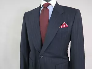 Ermenegildo Zegna cloth Bespoke tailor Trofeo Italy navy pin stripe suit 42 S - Picture 1 of 15